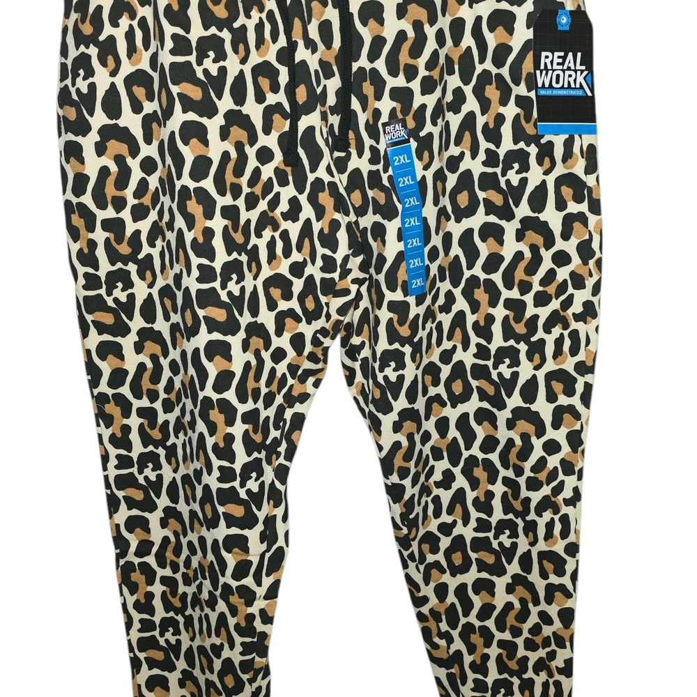 N.W.T. Plus Size 2XL Leopard Print Joggers Cotton Polyester Blend
